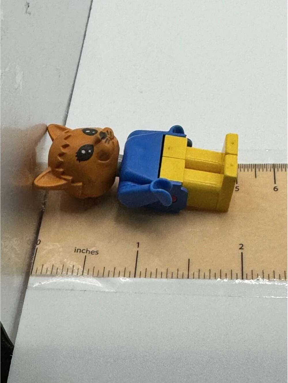 LEGO Fabuland Cat Figure 3637 Orange Head Blue Torso Yellow Legs Vintage 1980s